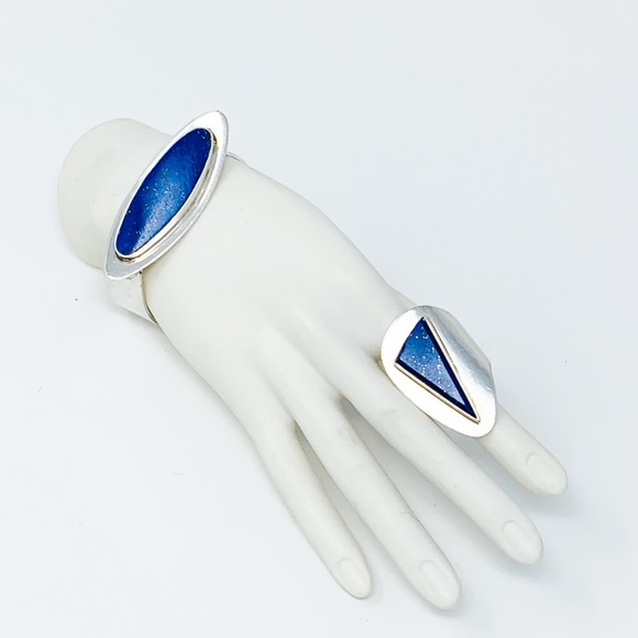 One of a Kind ❤️ HAND MADE ❤️ Sterling Silver Lapis Lazuli Bracelet/Ring Set - Picture 8 of 8